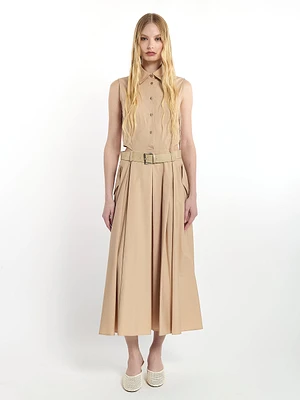 Sleeveless dress with belt