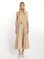Sleeveless dress with belt