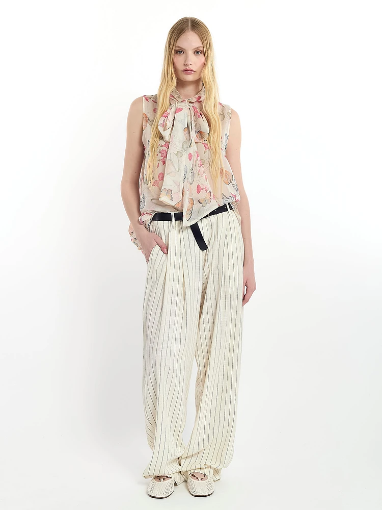 Sleeveless Shirt With Floral Print