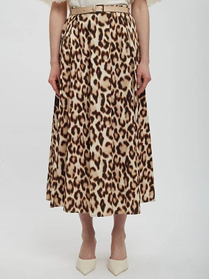 Leopard Belted Skirt