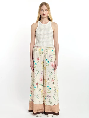 Pantalon à imprimé floral