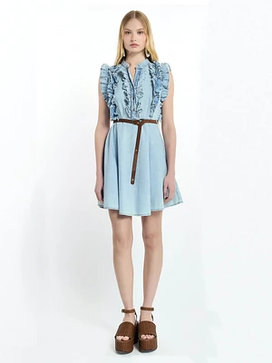 Mini Denim Ruffled Dress