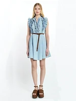 Mini Denim Ruffled Dress