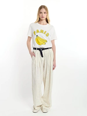 Wide-Leg Striped Trousers