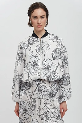 Floral Net Bomber Jacket