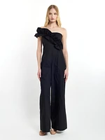 Jumpsuit with Asymmetrical Ruffle