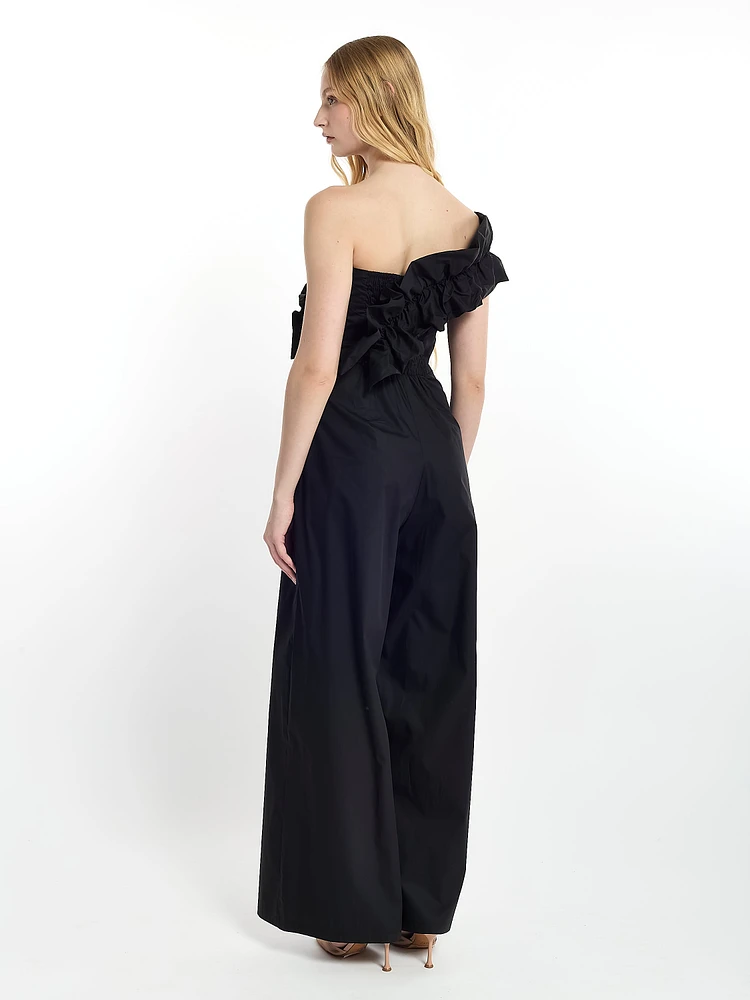 Jumpsuit with Asymmetrical Ruffle