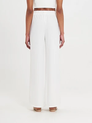 Ivory Flowy Trousers with Buttons