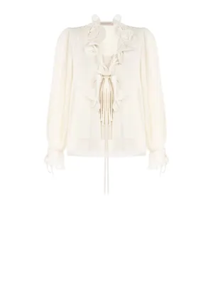 Cardigan Blouse with Built-in Vest