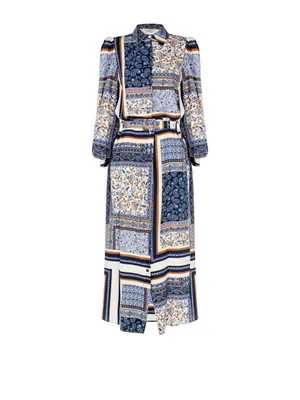 Long Chemise Dress with Matching Rigid Belt