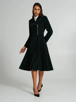 Long pleated velour coat