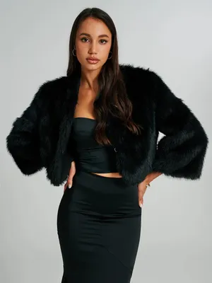 Cropped faux fur coat