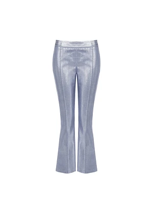 Pantalon évasé en denim lamé