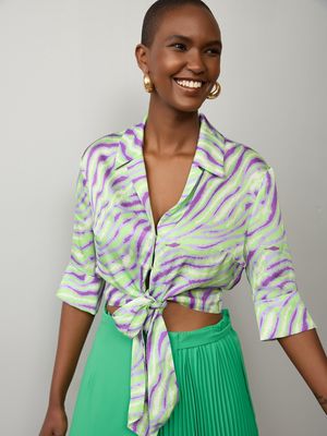 Animal print crop blouse
