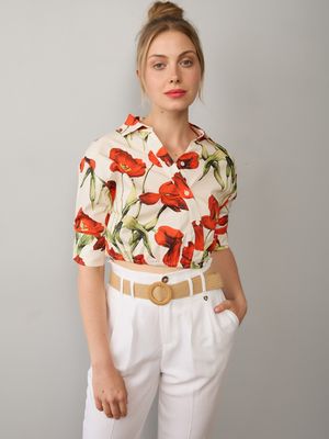 Crop floral blouse