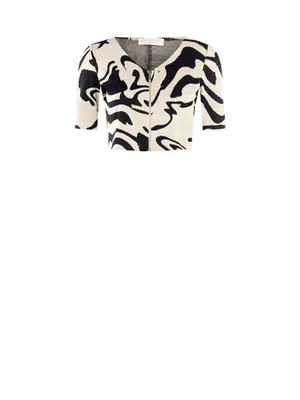 Abstract Zippered Top
