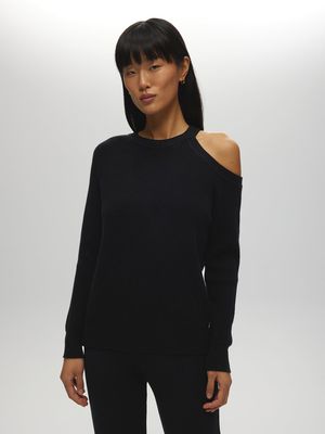 Asymmetrical Cut Out Ribbed Sweater