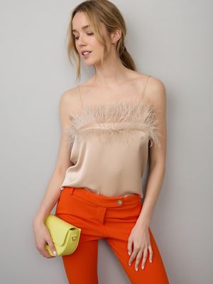 Camisole with feathers