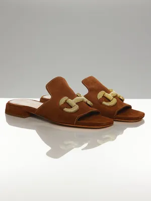 Gold Buckle Suede Sandals
