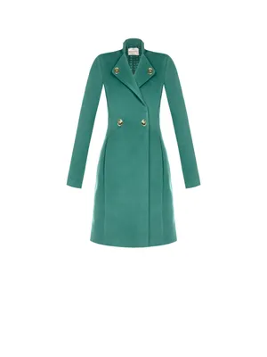 Green Wool Double Breasted Coat