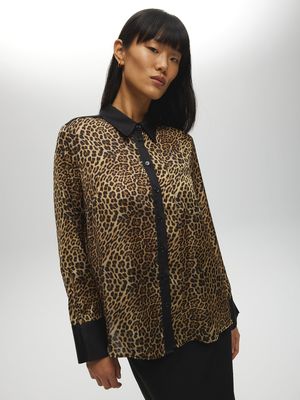Leopard Print Satin Blouse