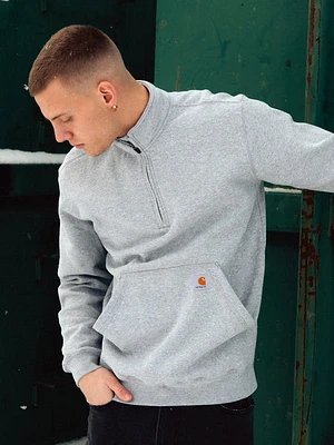 Carhartt Loose Fit Midwght Quarter Zip Mock Neck - Heather Grey