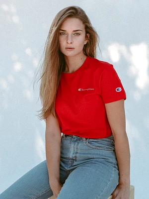 Champion Boyfriend Short Sleeve Left Chest Embroidered Tee - Clearance