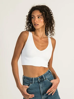 Dynamic Deep V Crop Ribbed Bralette - Clearance