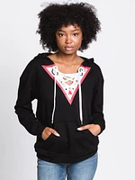 Guess Triangle Lace Front Pullover Hoodie - Clearance