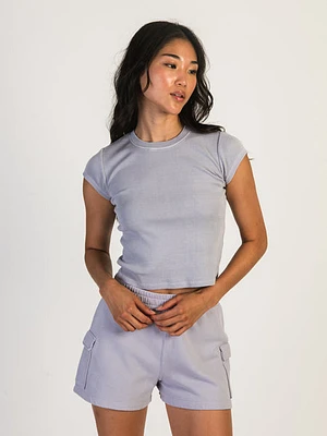 Harlow Ribbed Short Sleeve Baby Tee - Lavender