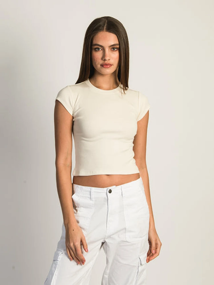 Harlow Ribbed Baby Tee - Cream