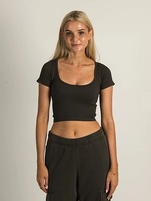 Harlow Square Neck Seamless T-shirt - Charcoal