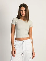 Harlow Ribbed Seamless Tee - Rock