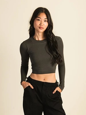 Harlow Seamless Long Sleeve Mockneck - Charcoal