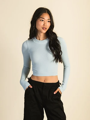 Harlow Seamless Long Sleeve Mockneck - Light Blue