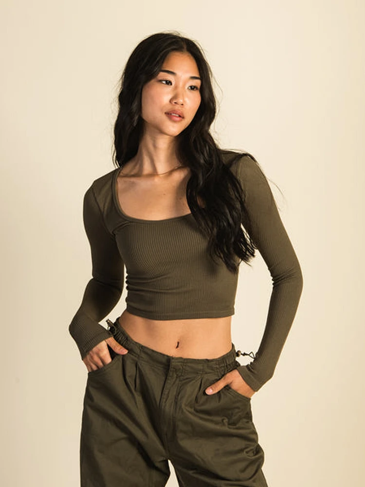 Harlow Seamless Long Sleeve Square Neck - Army