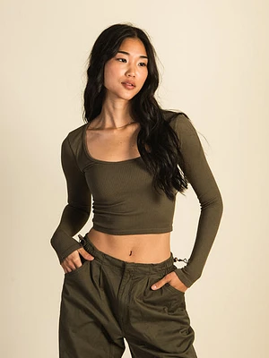 Harlow Seamless Long Sleeve Square Neck - Army