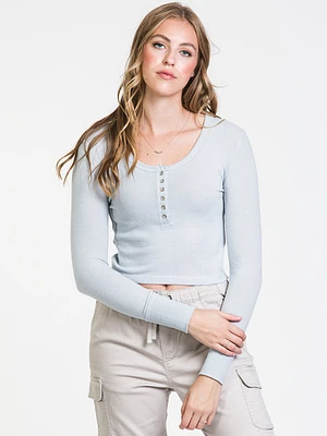 Harlow Plush Cropped Henley - Clearance