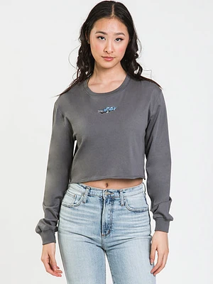 Harlow Amber Cropped Embroidered Crewneck Sweater - Clearance