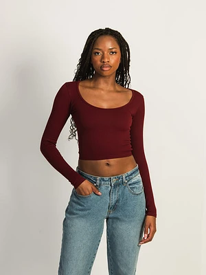 Harlow Seamless Squareneck Long Sleeve - Burgundy