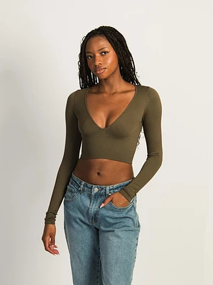 Harlow Tori Vneck Long Sleeve - Army