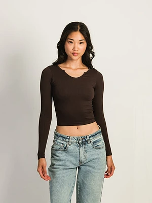 Harlow Harper Notch Long Sleeve - Chocolate