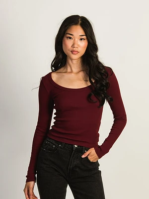 Harlow Essential Long Sleeve Scoopneck - Burgundy