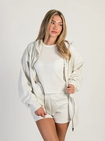 Harlow Mariah Oversized Solid Hoodie - White