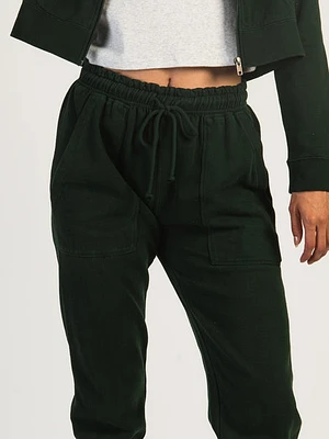 Harlow High Rise Fleece Jogger - Forest