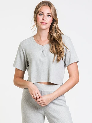 Harlow Waffle Cropped Henley - Clearance