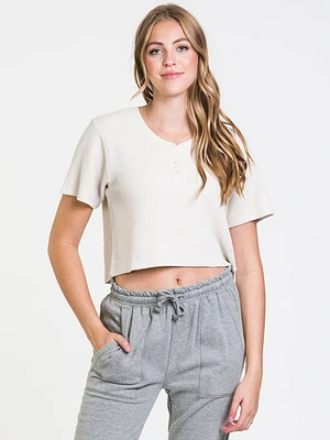 Harlow Waffle Cropped Henley - Clearance