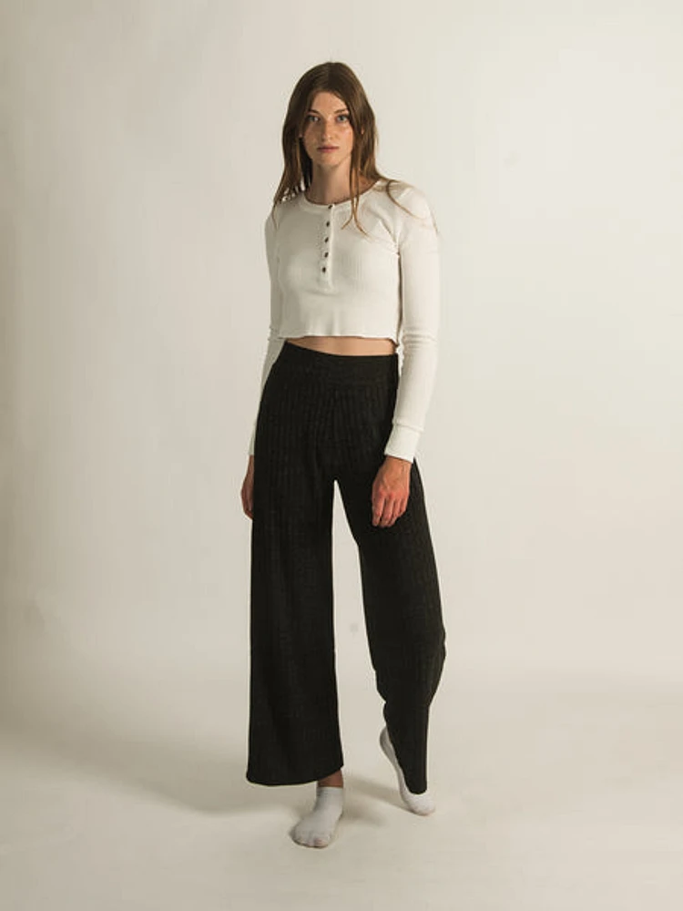 Harlow Ribbed Wide Leg Pants - Clearance