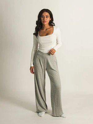 Harlow Ribbed Wide Leg Pants - Clearance