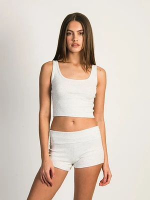 Harlow Tilly Cropped Melange Tank - Heather Cloud White